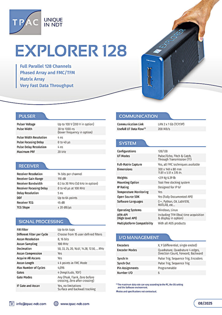 フェーズドアレイ超音波探傷装置 Explorer 128の製品カタログ