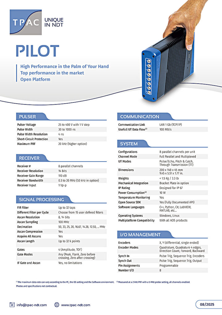 超音波探傷装置 Pilotの製品カタログ